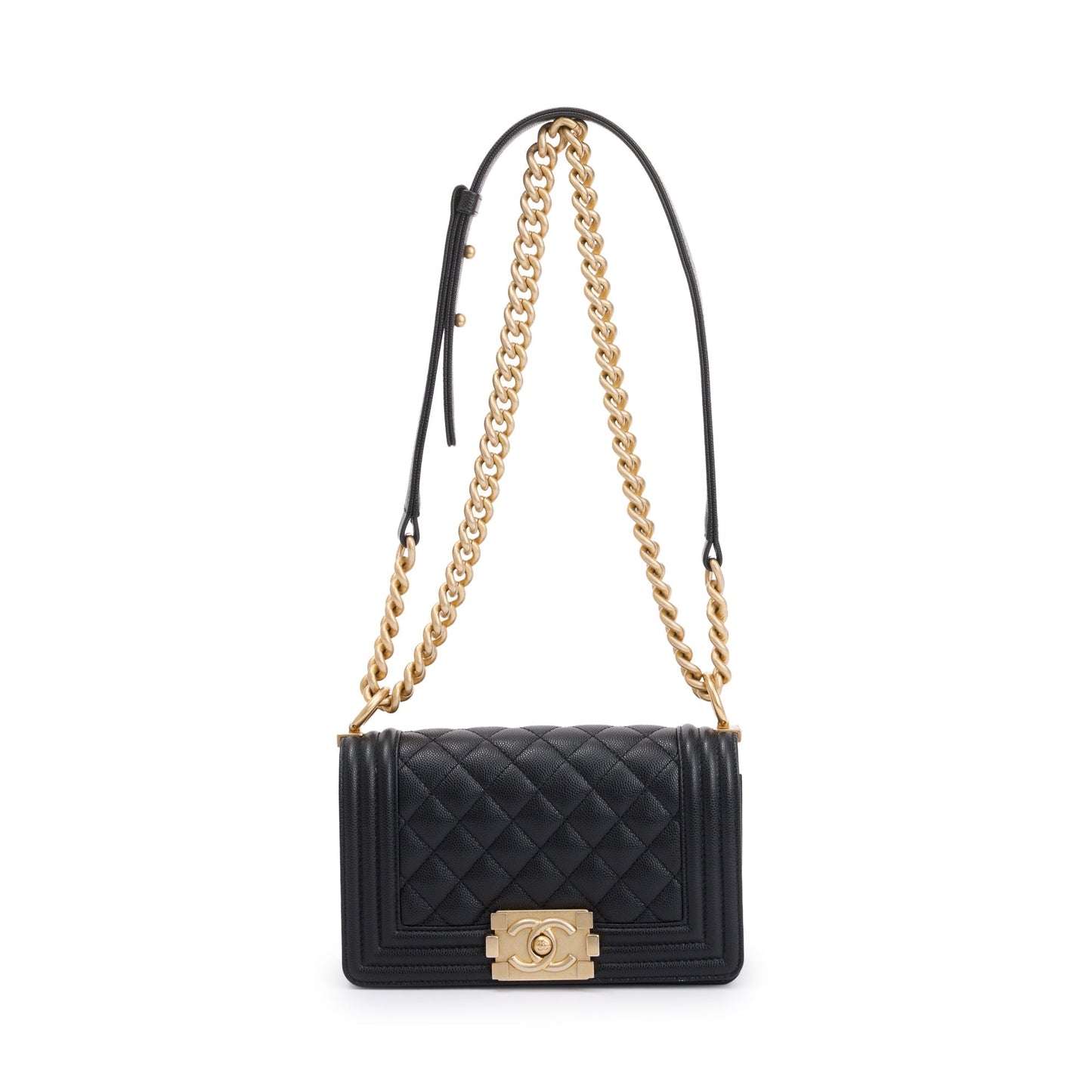 Chanel Caviar Boy Leather Black Travel Bag Boy Bag