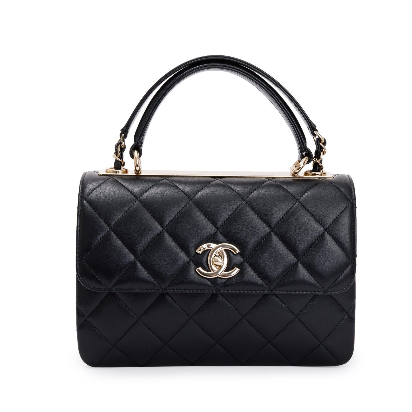 Chanel Trendy CC Top Handle Flap Lambskin Black Travel Bag Flap Bag