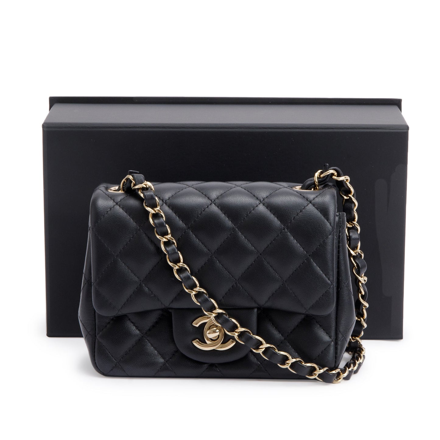 Chanel Quilted Classic Square Flap Leather Calfskin Black Travel Bag