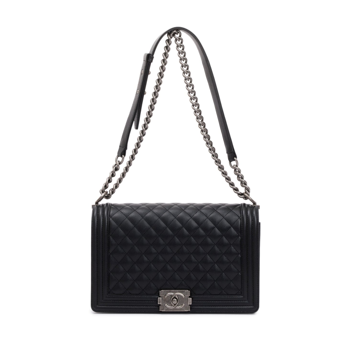 Chanel Quilted Caviar Boy Black Travel Bag