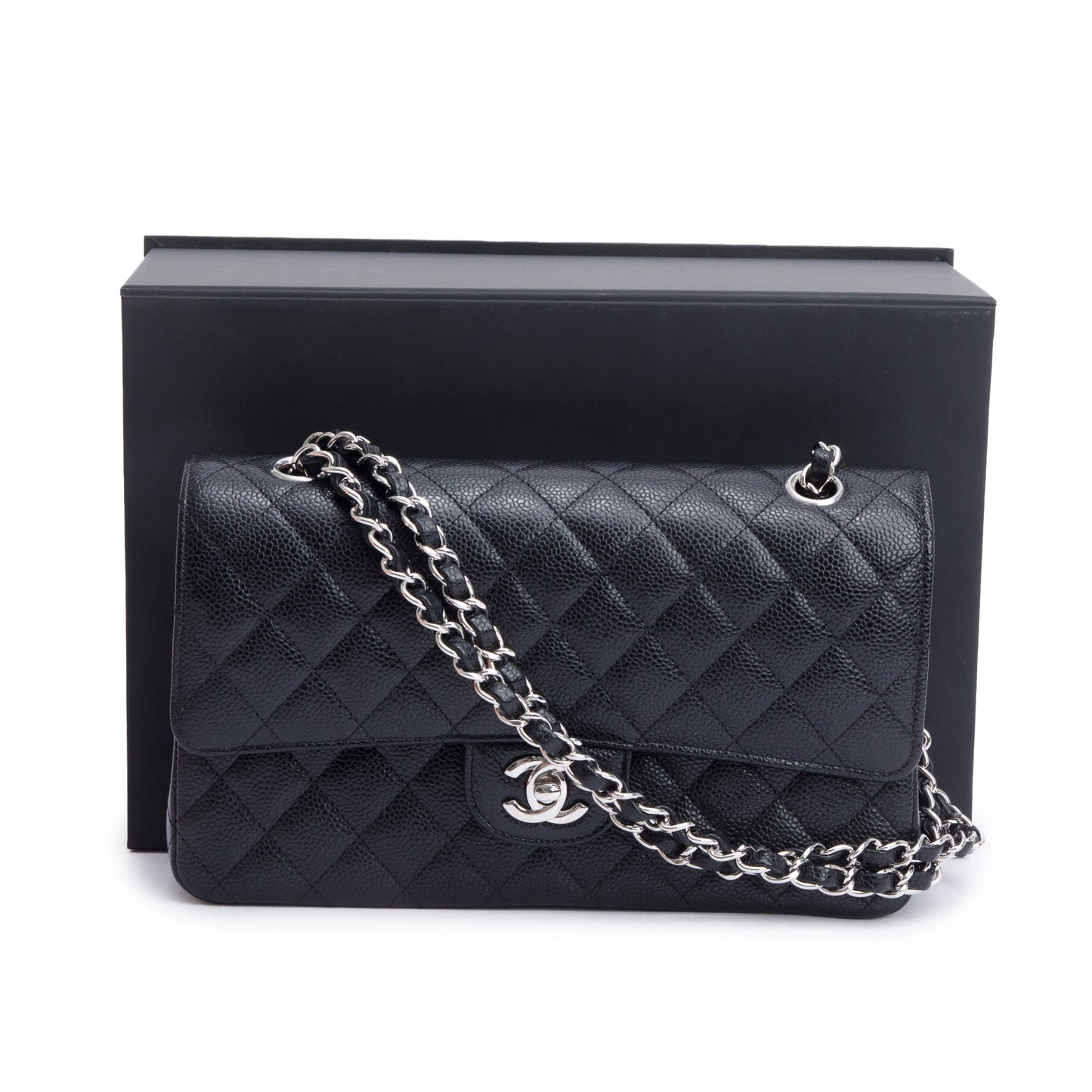 Chanel Quilted Caviar Classic Double Flap Leather Black Travel Bag 3