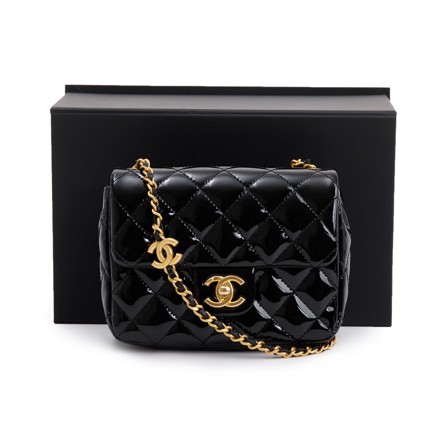 Chanel Quilted Patent Coco De Toi Leather Black Travel Bag