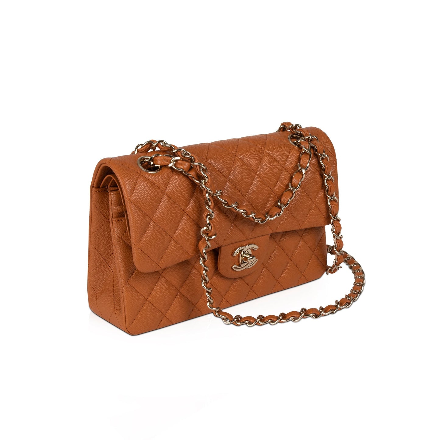 Chanel Caviar Classic Double Flap Brown Travel Bag