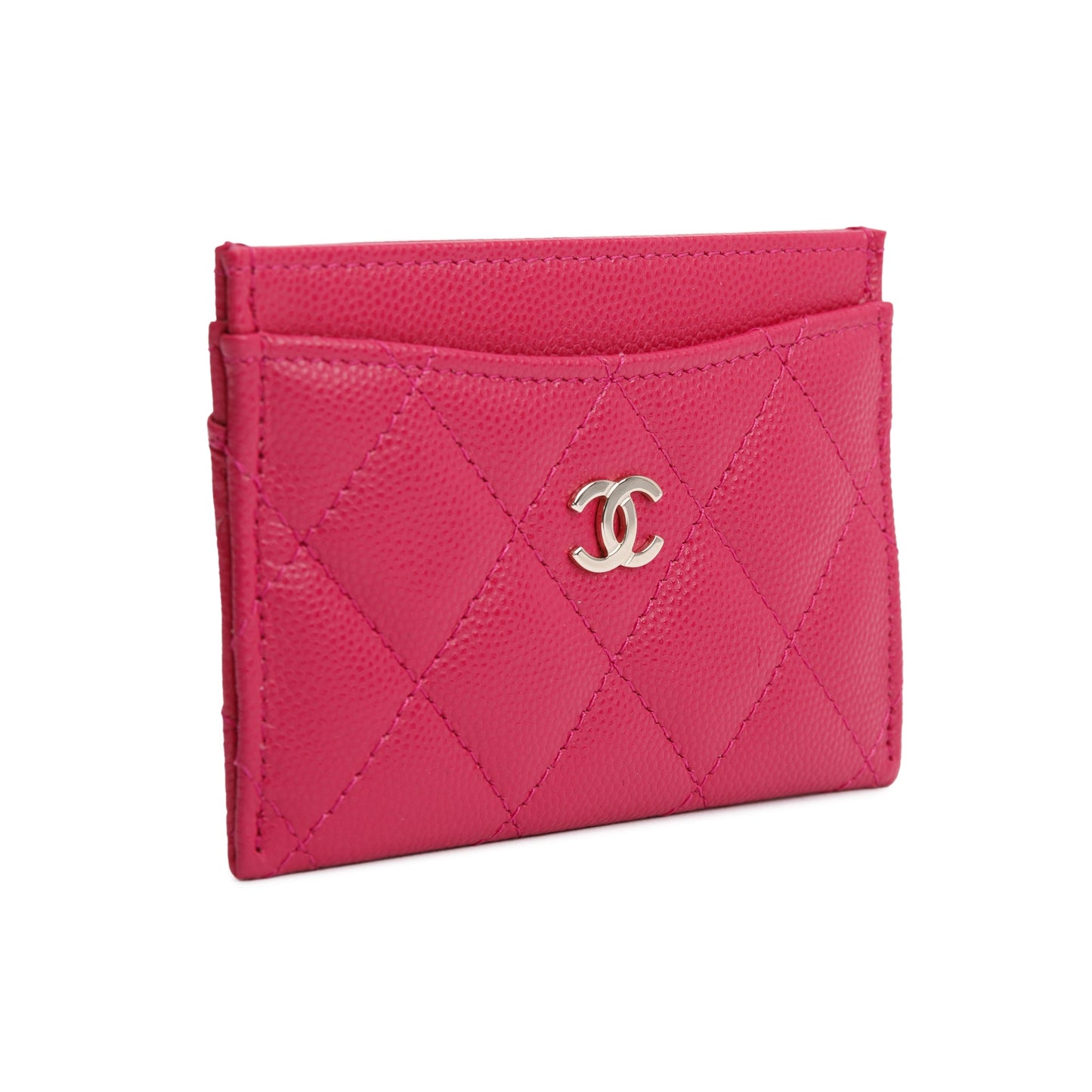 Chanel Caviar Classic Card Holder Leather Pink Wallet Case