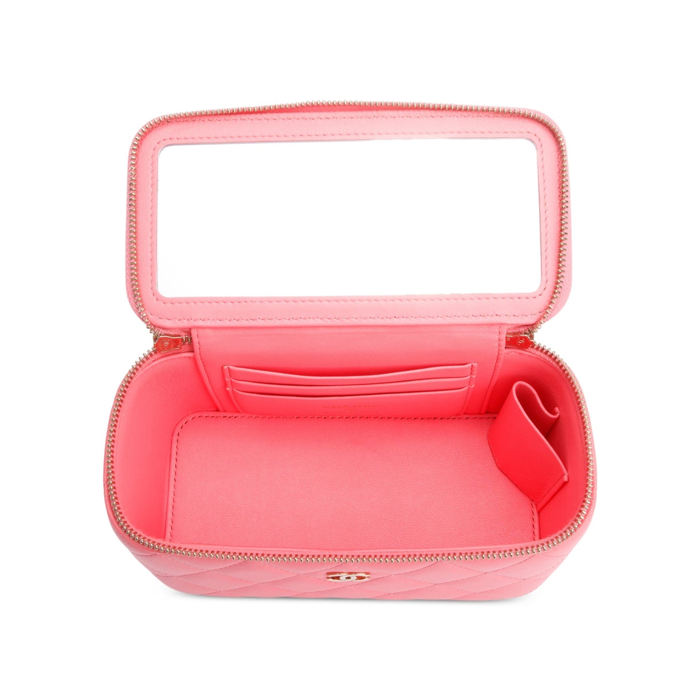 Chanel Quilted Caviar Vanity Leather Pink Travel Bag Vanity Case