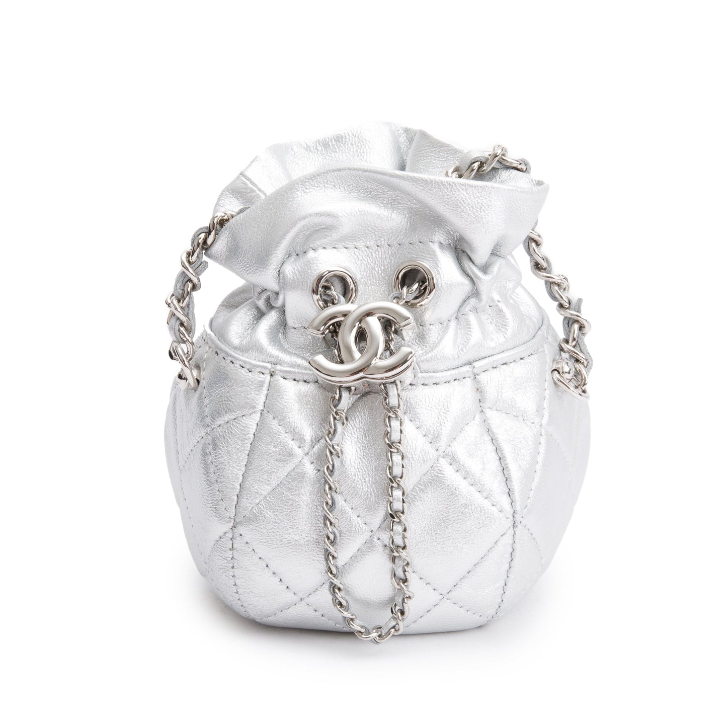 Louis Vuitton Chanel rawstring Bucket Leather Calfskin Silver Jewelry