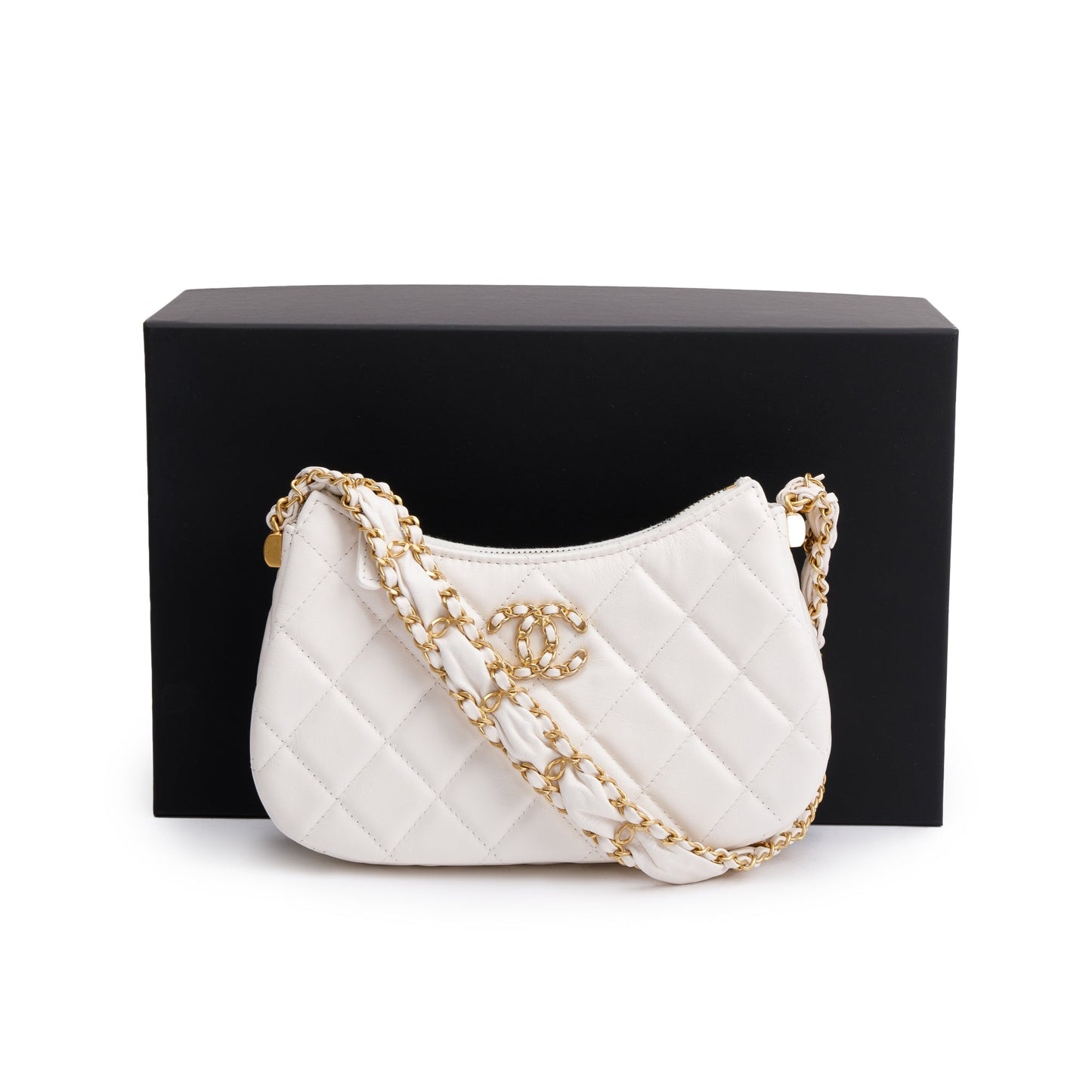 Chanel 19 Hobo Leather Calfskin White Travel Bag