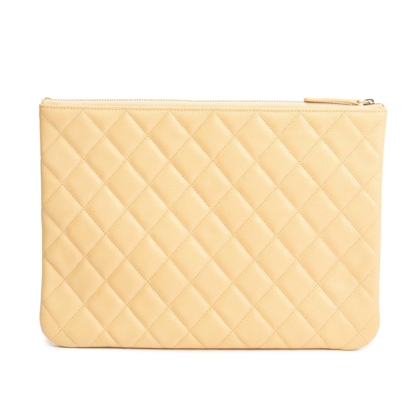 Chanel Quilted O Leather Calfskin Yellow Travel Bag