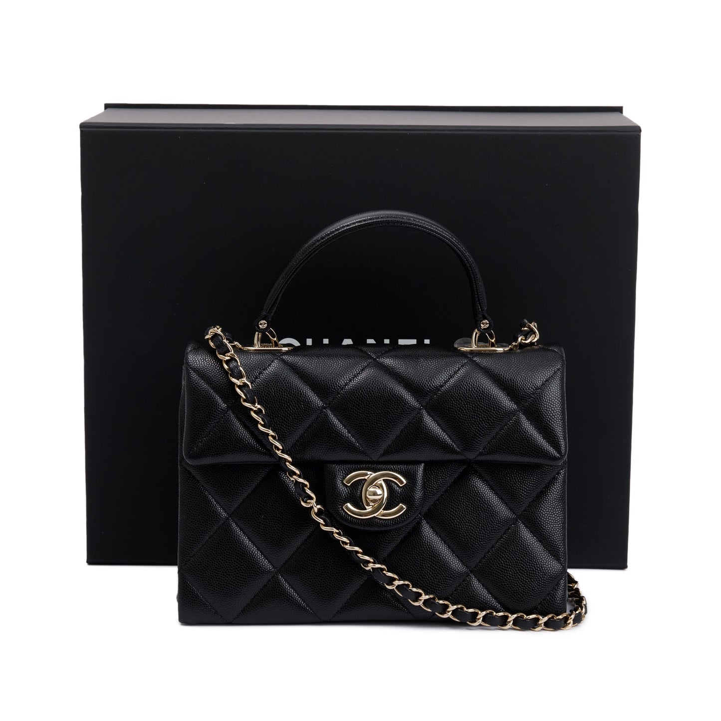 Chanel Quilted Caviar My Retrofit Top Leather Black Travel Bag