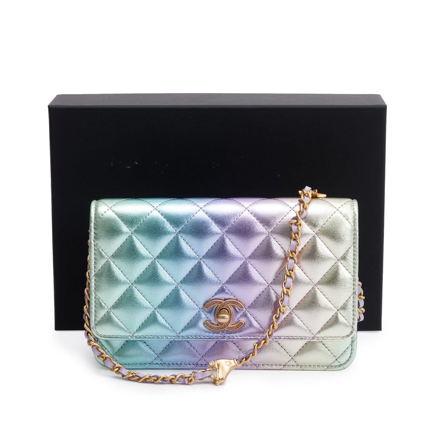 Chanel ther Strass on Leather Lambskin Multicolor Wallet Case