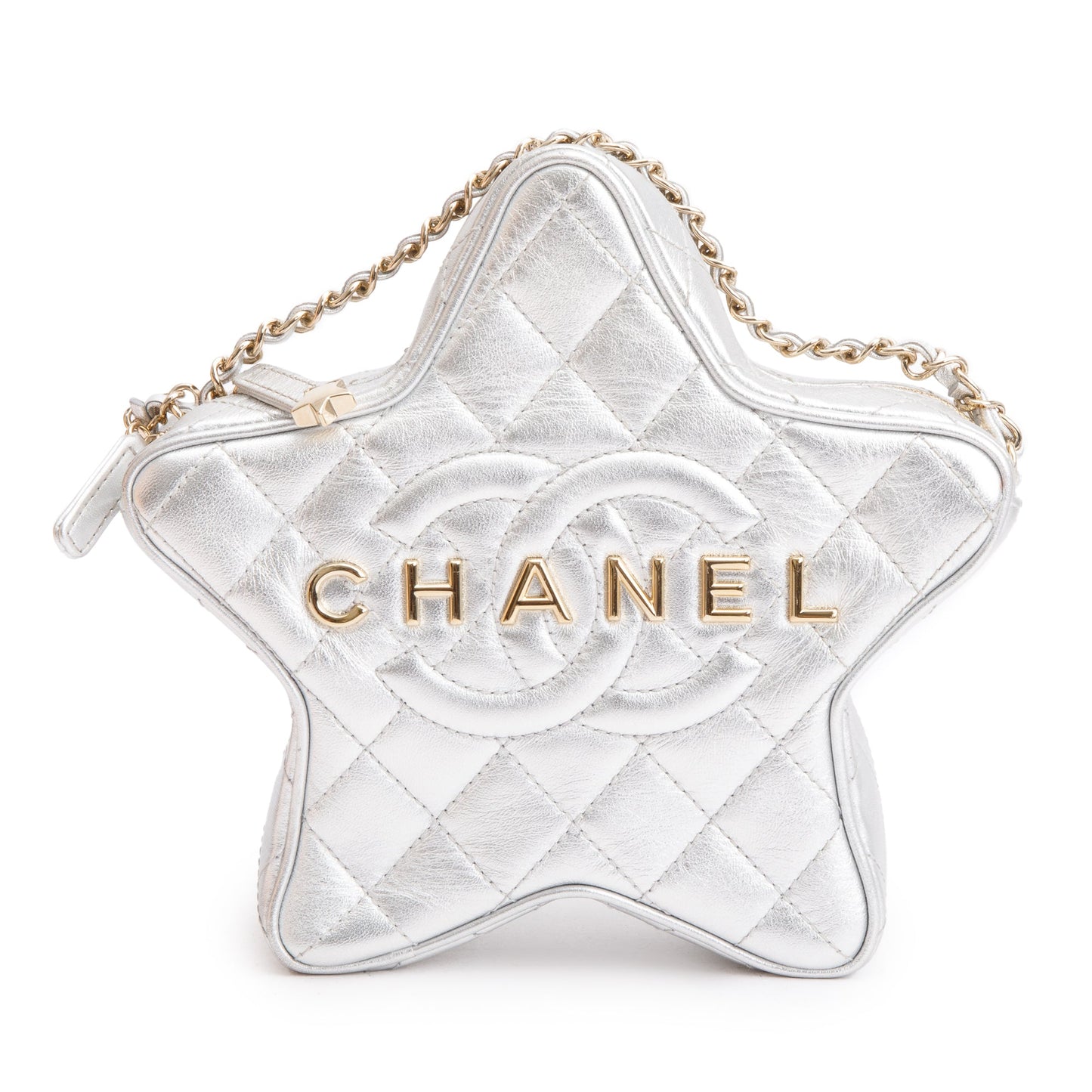 Louis Vuitton Chanel r Leather Silver Travel Bag