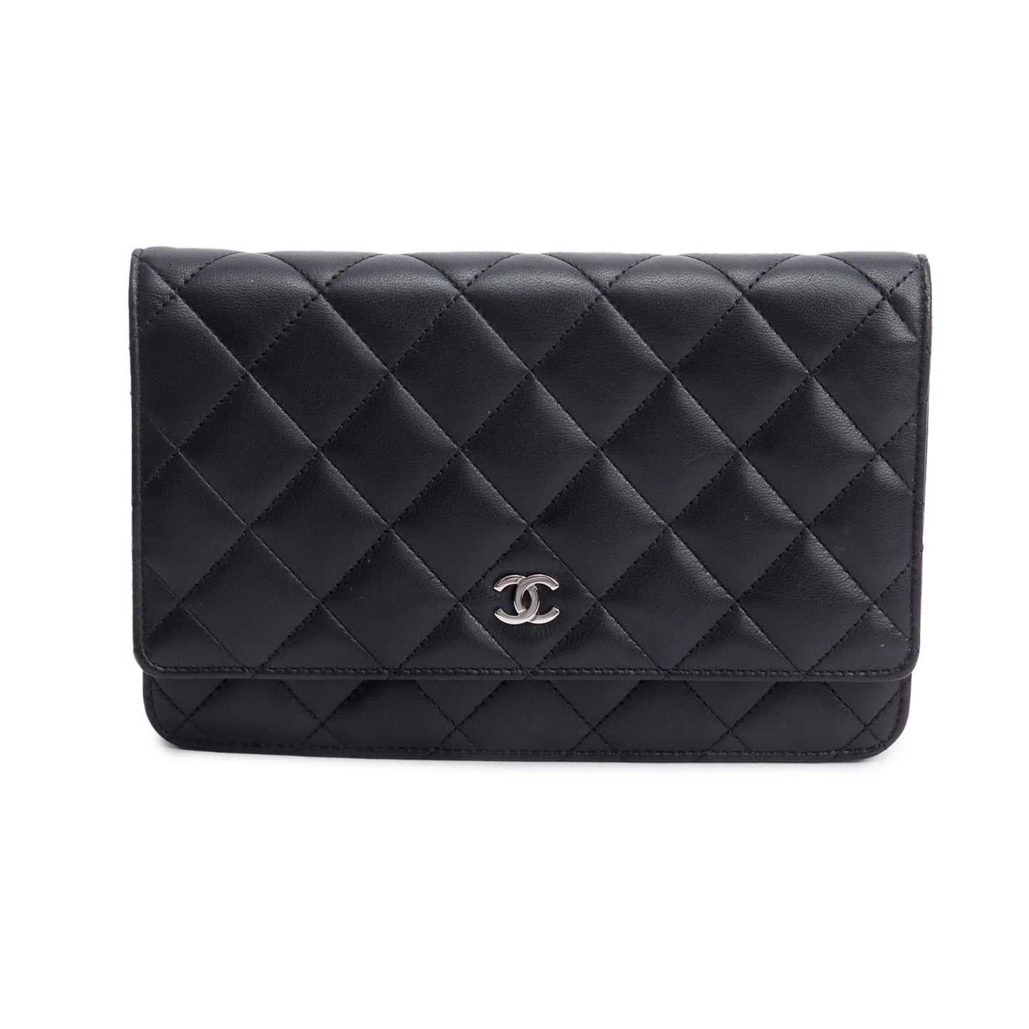 Chanel Quilted Classic on Leather Lambskin Black Wallet Case 3