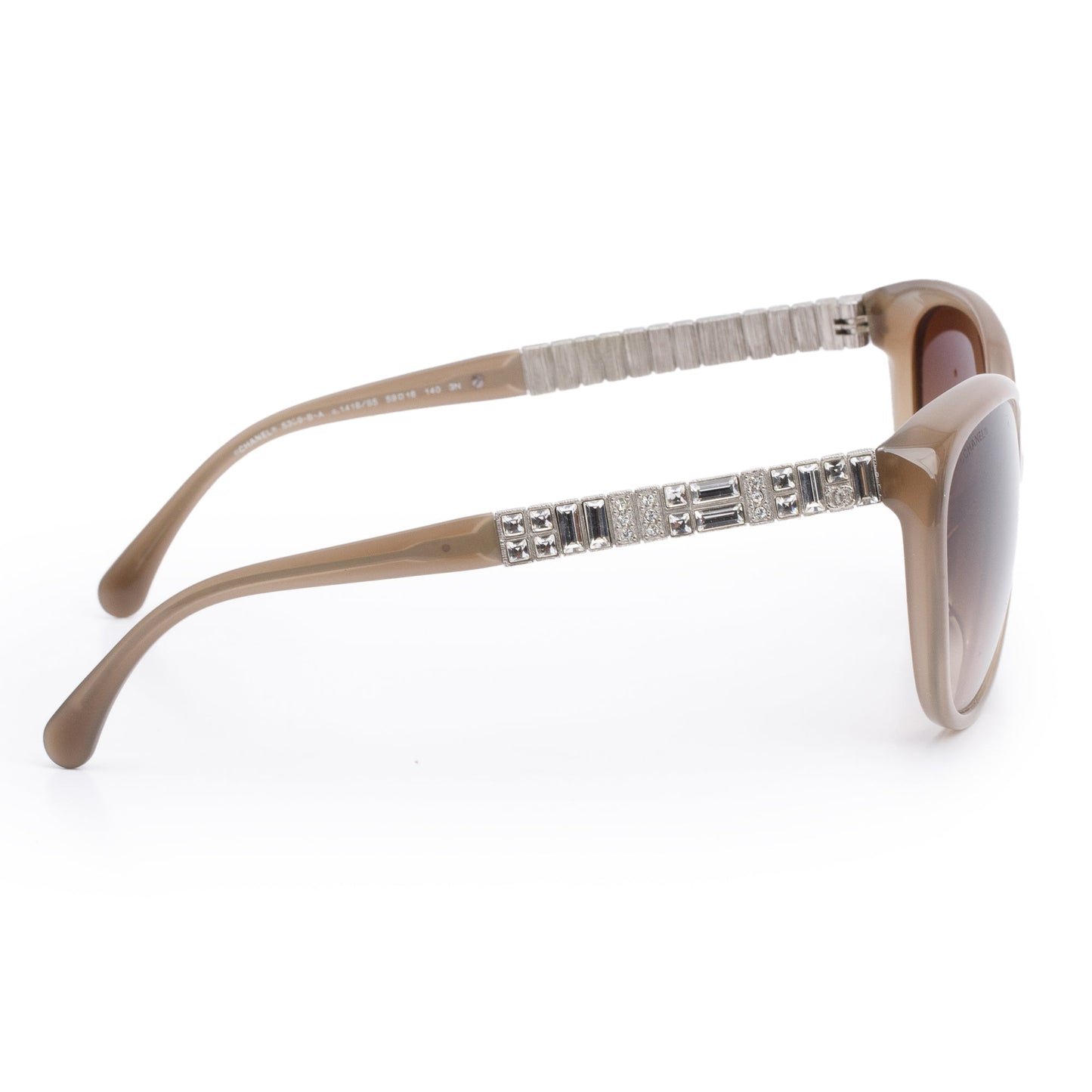 Chanel B-A Acetate Crystal Baguette Cat-Eye Grey Sunglasses