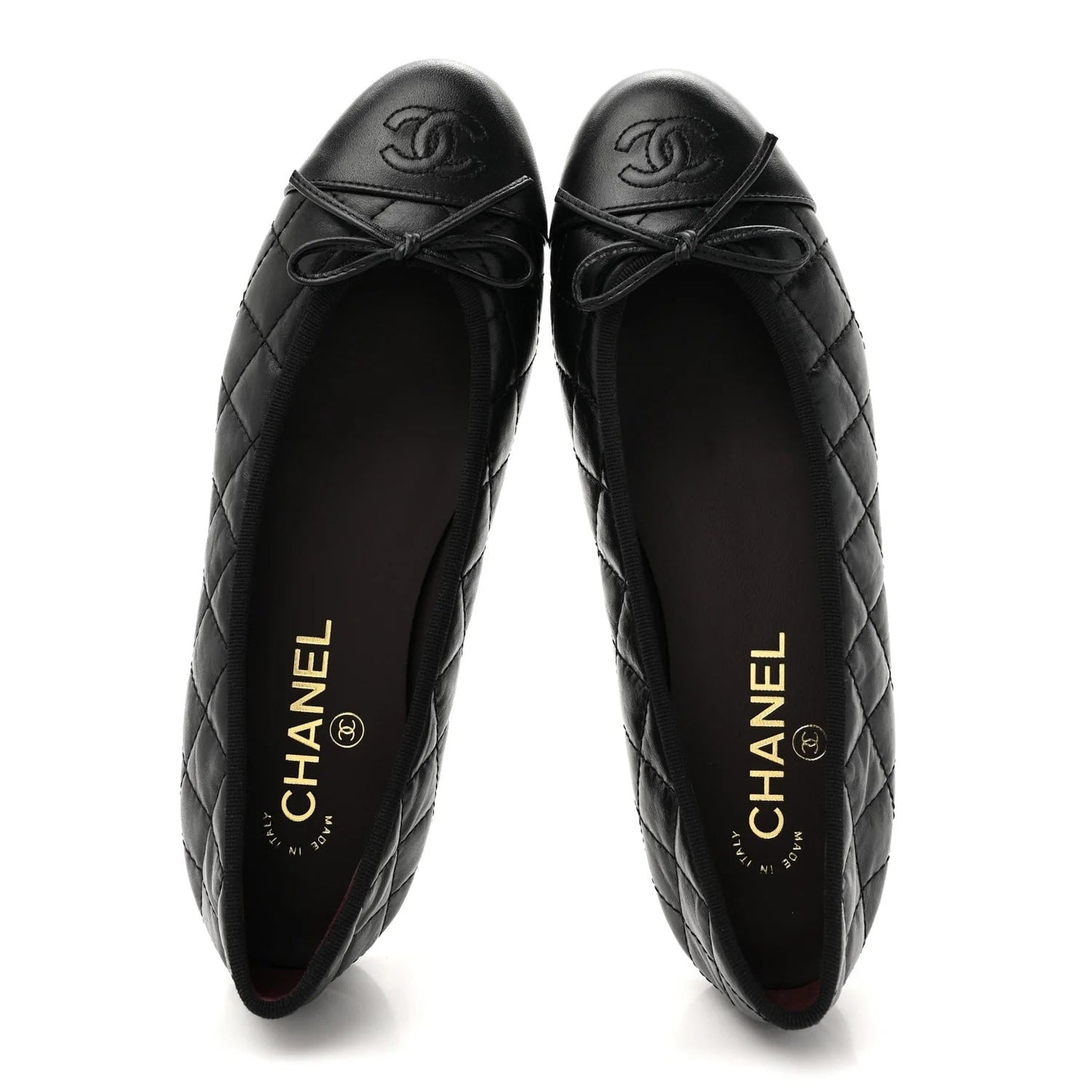 Chanel Cc Aged Calfskin Quilted Leather Ballet Flats Bag