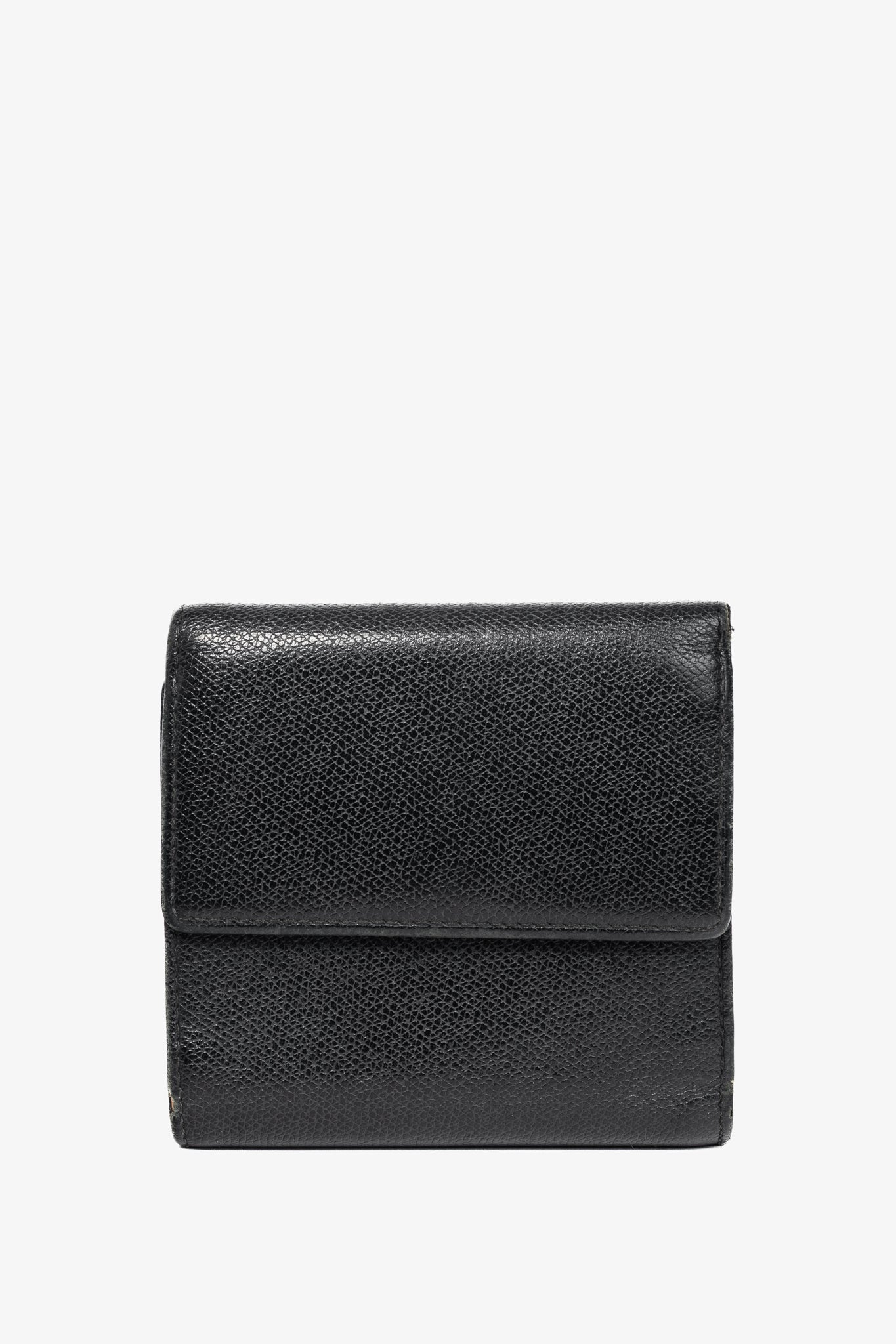 Chanel Black Leather Coco-Button Trifold Compact Wallet