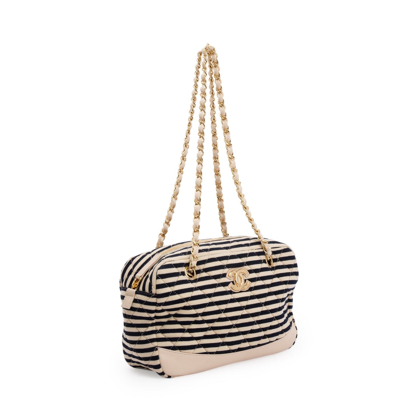 Chanel & Quilted Jersey Coco Sailor Black Beige Travel Bag