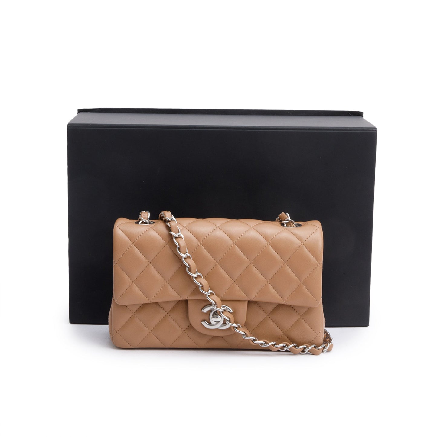 Chanel Quilted Classic Rectangular Flap Leather Lambskin Beige Travel Bag