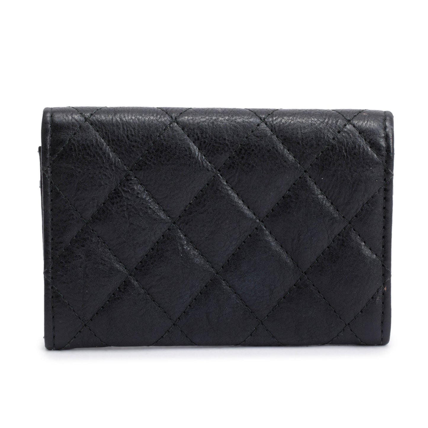 Chanel Classic Flap Card Holder Leather Calfskin Black Wallet Case