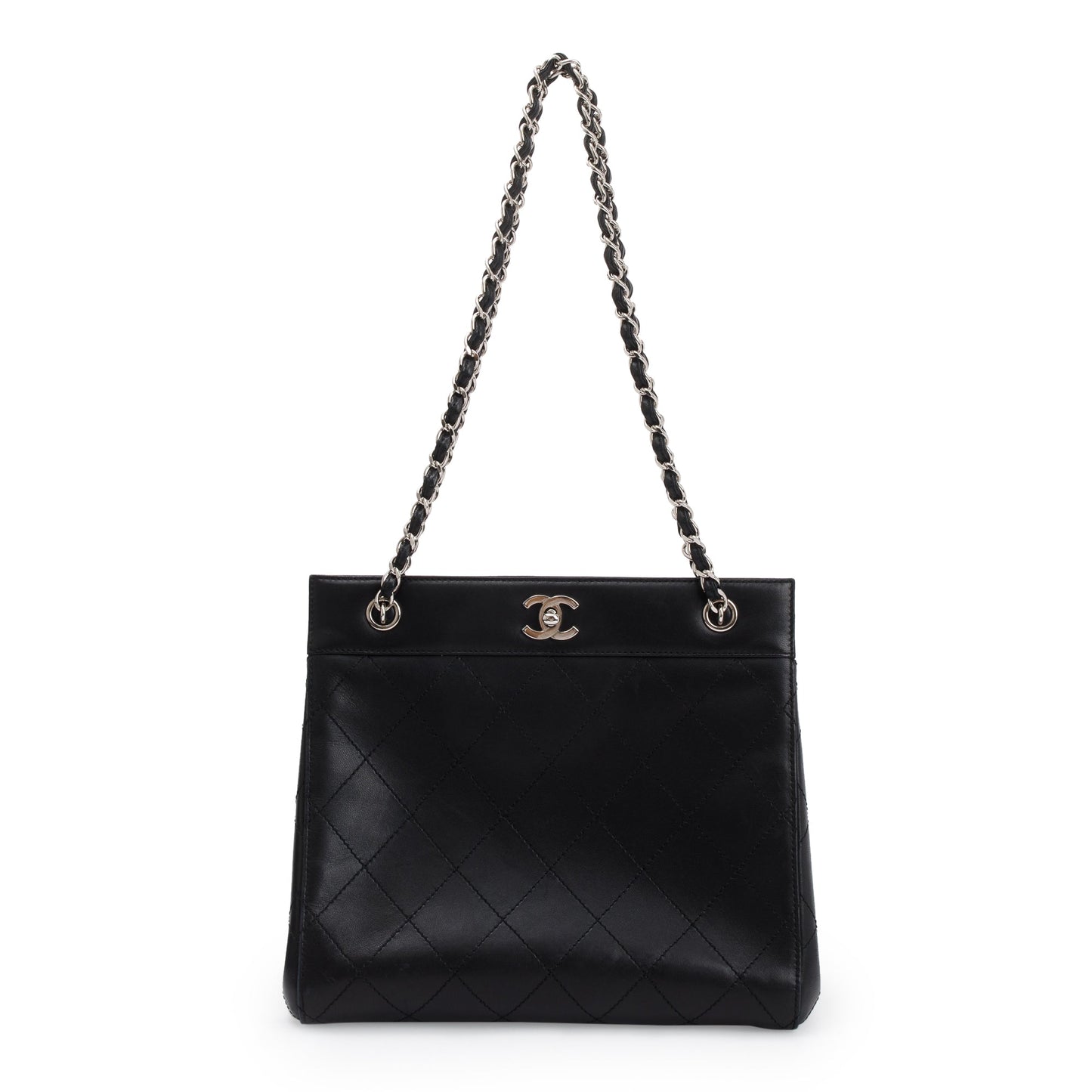 Chanel Turn-Lock CC Leather Calfskin Black Travel Bag