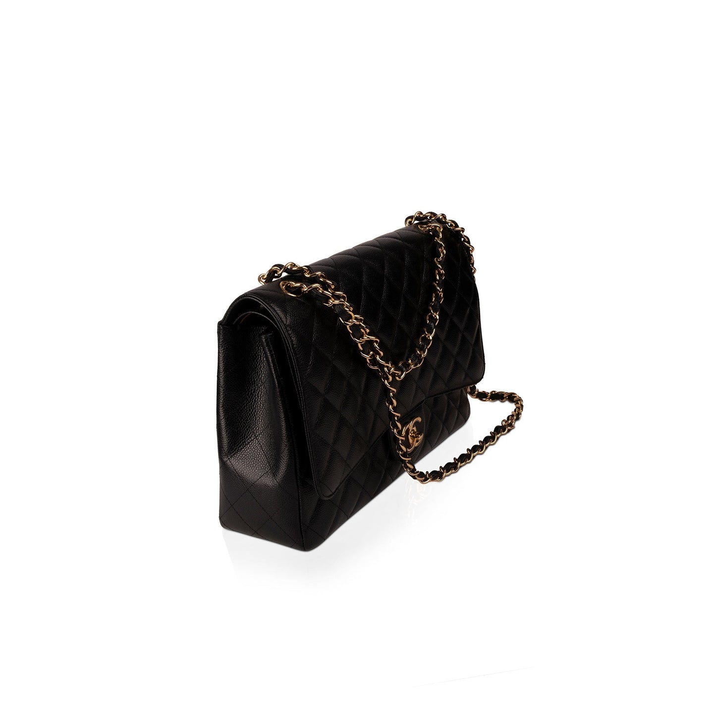 Chanel Caviar Classic Maxi Double Flap Black Travel Bag Authenticity Card