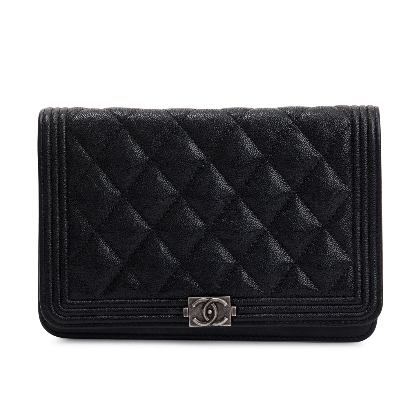 Chanel Caviar Boy on Leather Black Wallet Case Authenticity Card