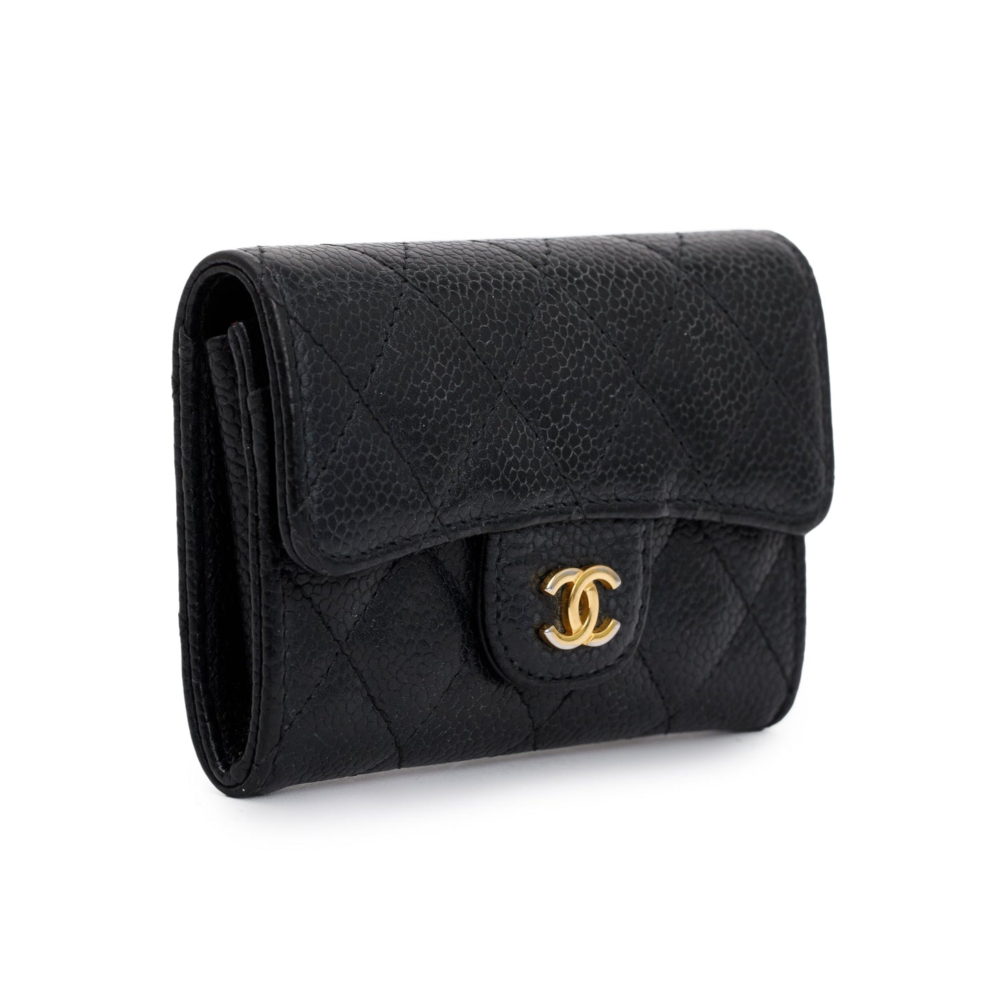 Chanel Caviar Classic Flap Card Holder Leather Black Wallet Case Authenticity Card
