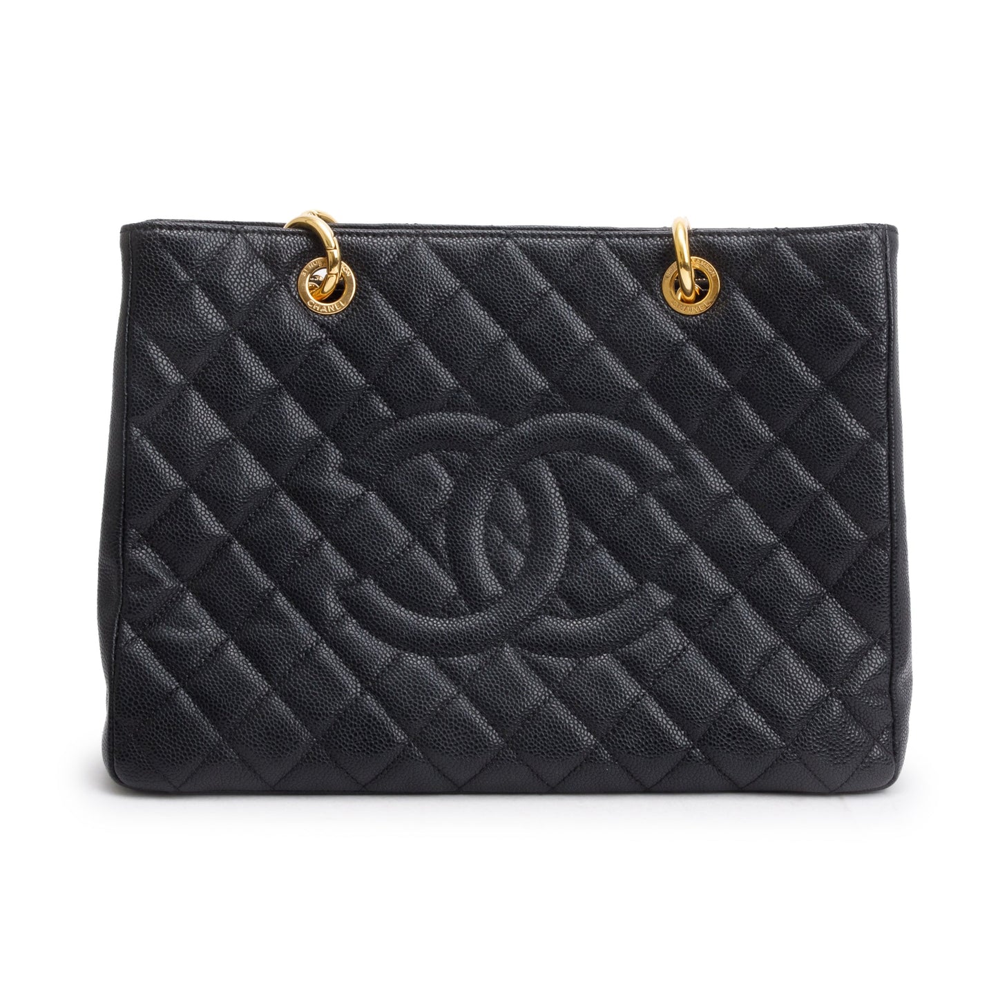 Chanel Caviar Grand Shopping GST Leather Black Travel Bag Card Receipt