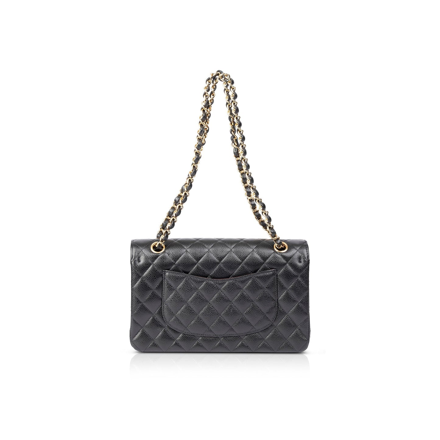 Chanel Caviar Classic Double Flap Black Travel Bag W Box