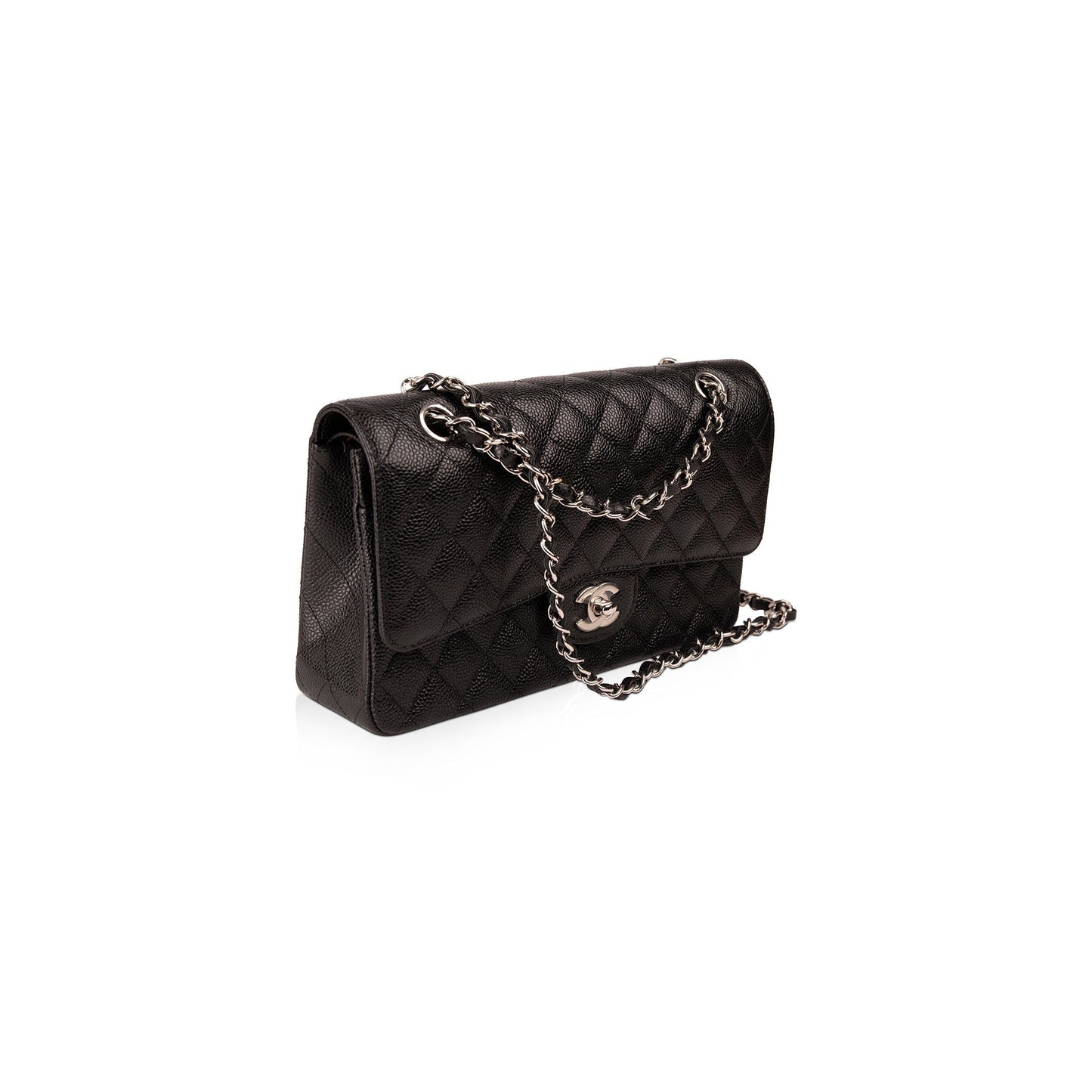 Chanel Caviar Classic Double Flap Black Travel Bag Authenticity Card
