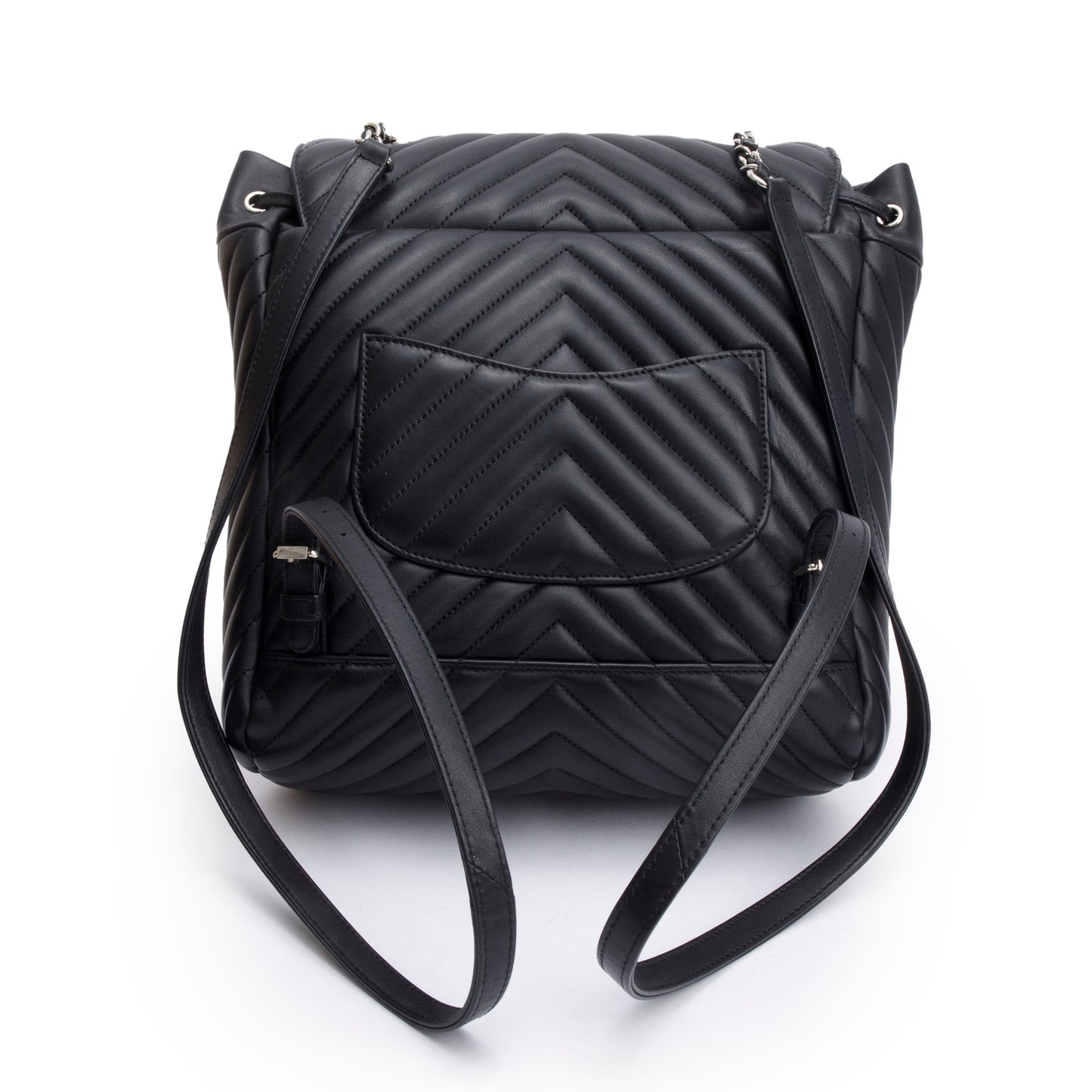 Chanel Chevron Quilted Urban Spirit Backpack Leather Lambskin Black Travel Bag