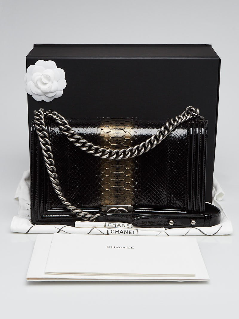 Chanel PYTHON PATENT BOY Leather Handbag