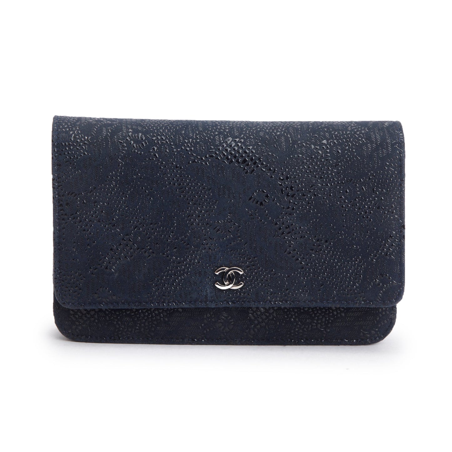 Chanel Lace Goatskin Classic on Black Wallet Case