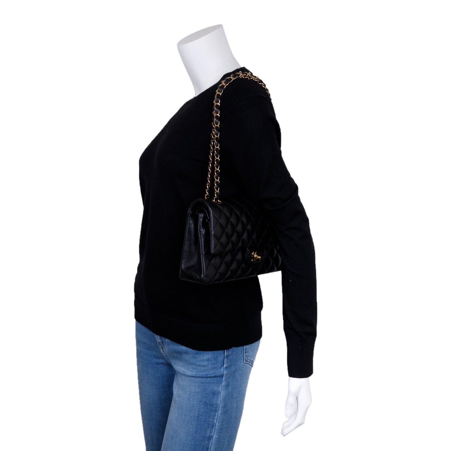 Chanel Classic Double Flap Lambskin Black Travel Bag 5