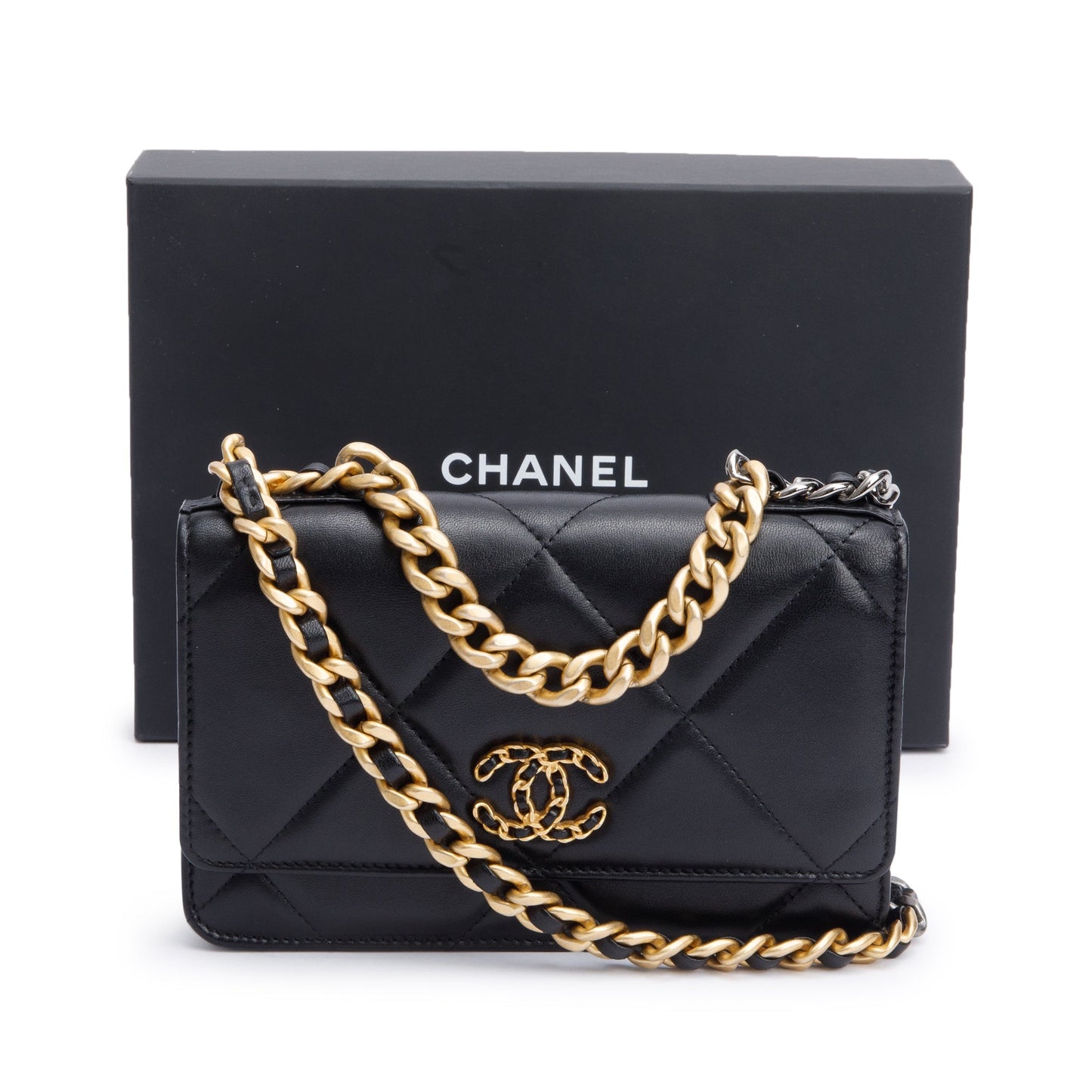 Chanel 19 On Leather Lambskin Black Wallet Case
