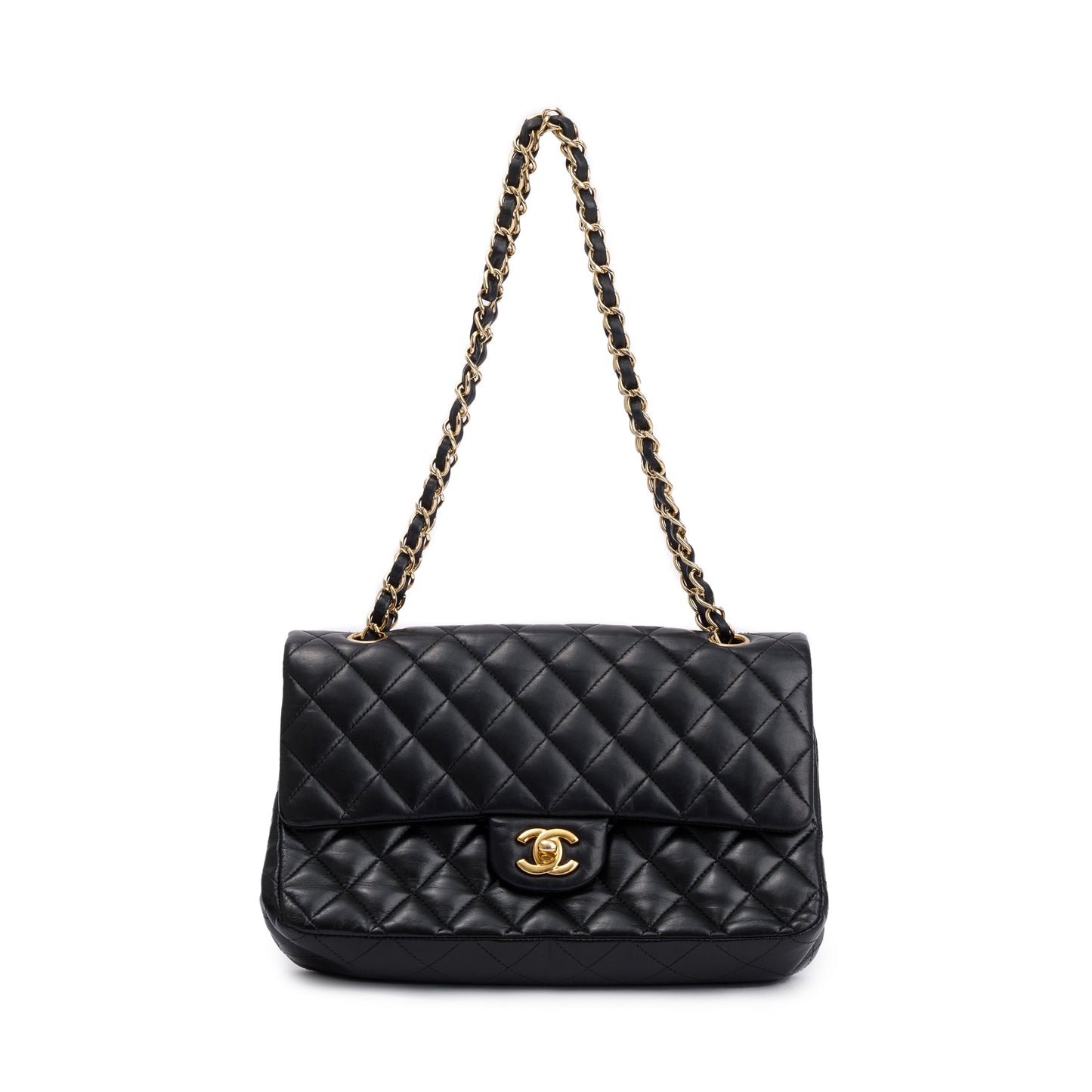 Chanel Classic Double Flap Leather Lambskin Black Travel Bag 5