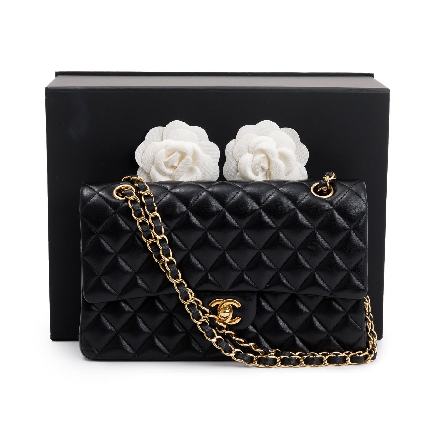 Chanel Classic Double Flap Leather Lambskin Black Travel Bag Authenticity Card
