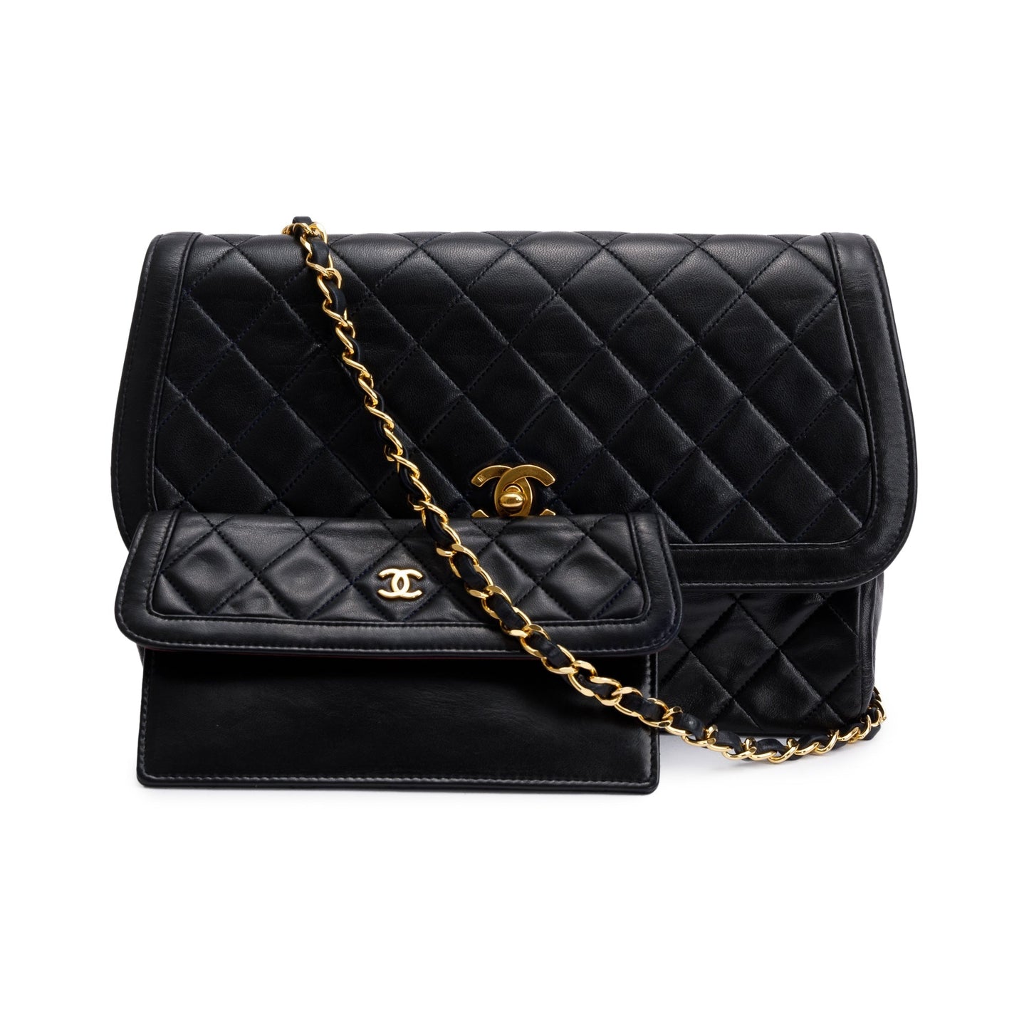 Chanel Integral Flap Leather Lambskin Black Travel Bag