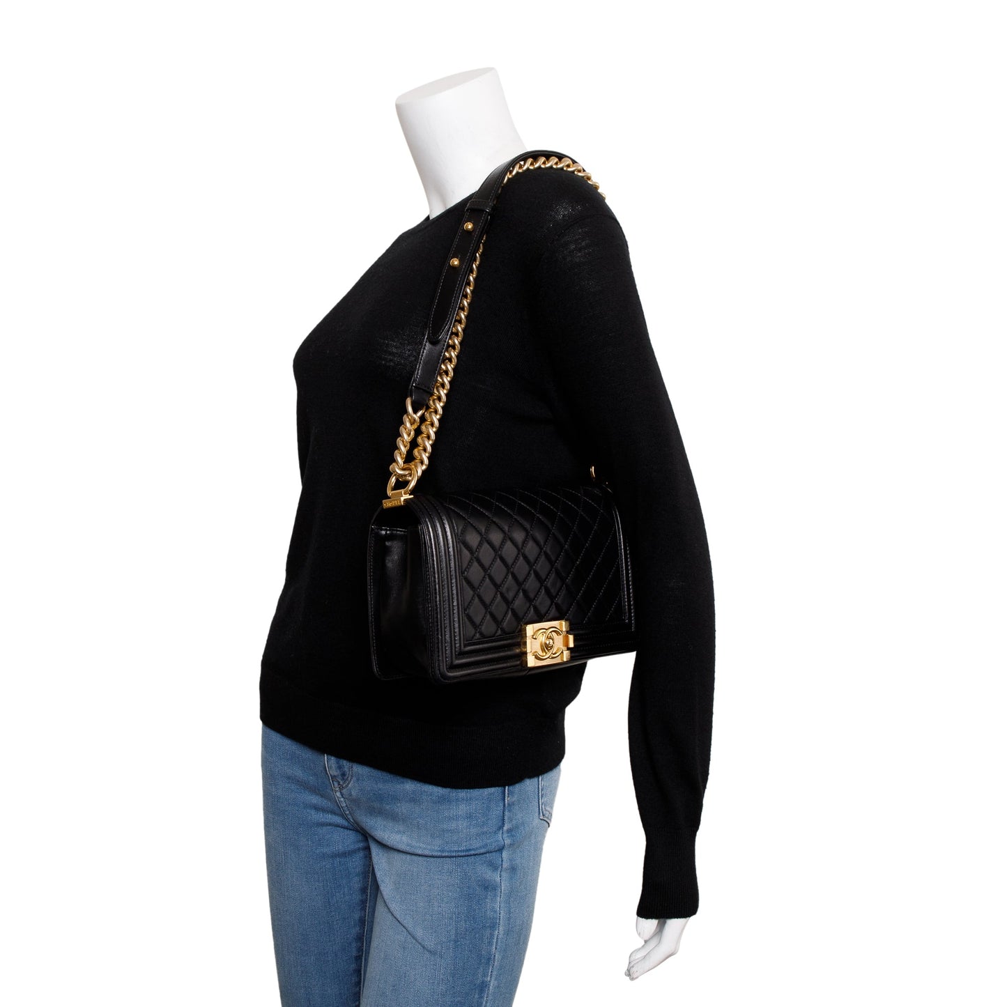 Chanel Boy Leather Lambskin Black Travel Bag