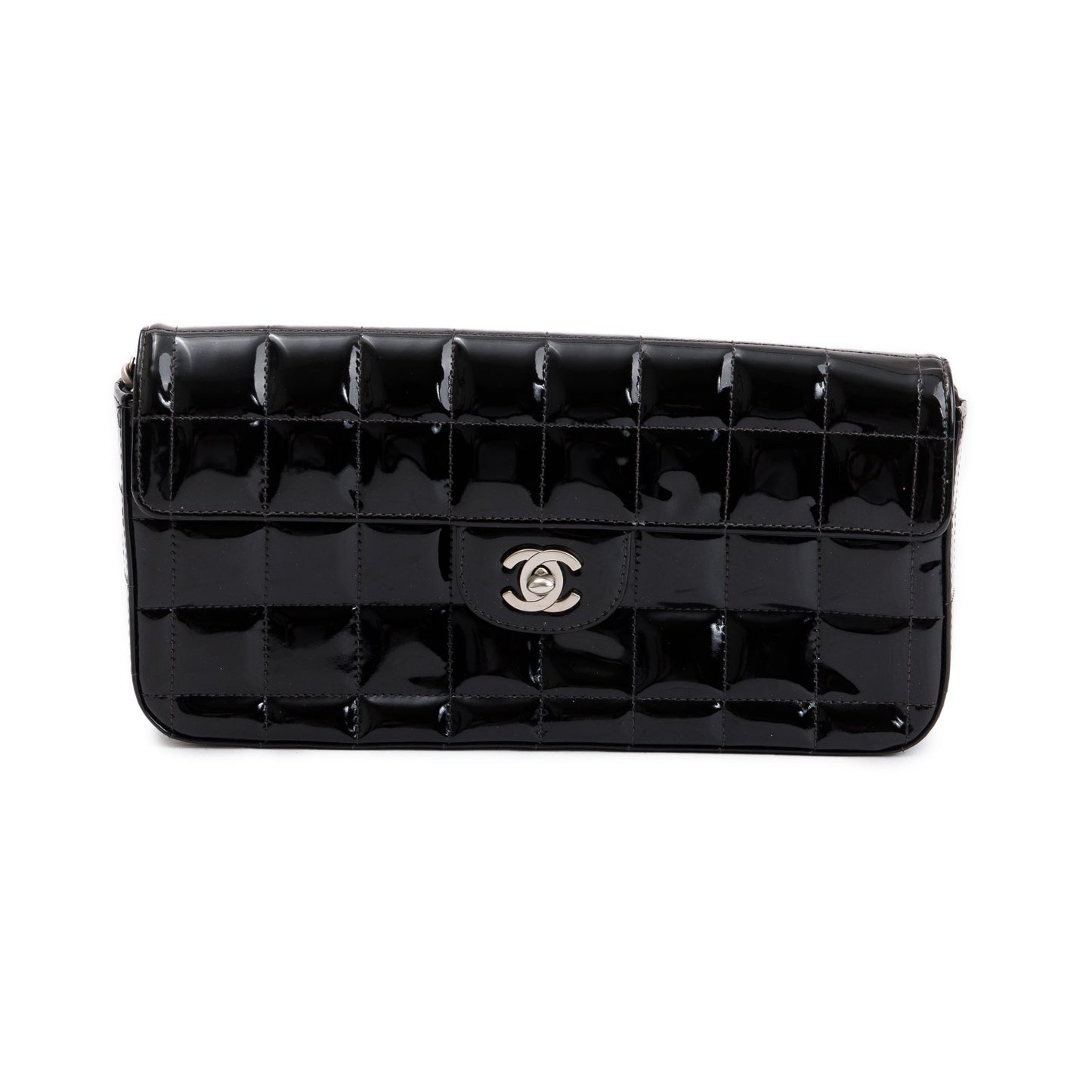 Chanel Patent Chocolate Bar E W Leather Black Travel Bag