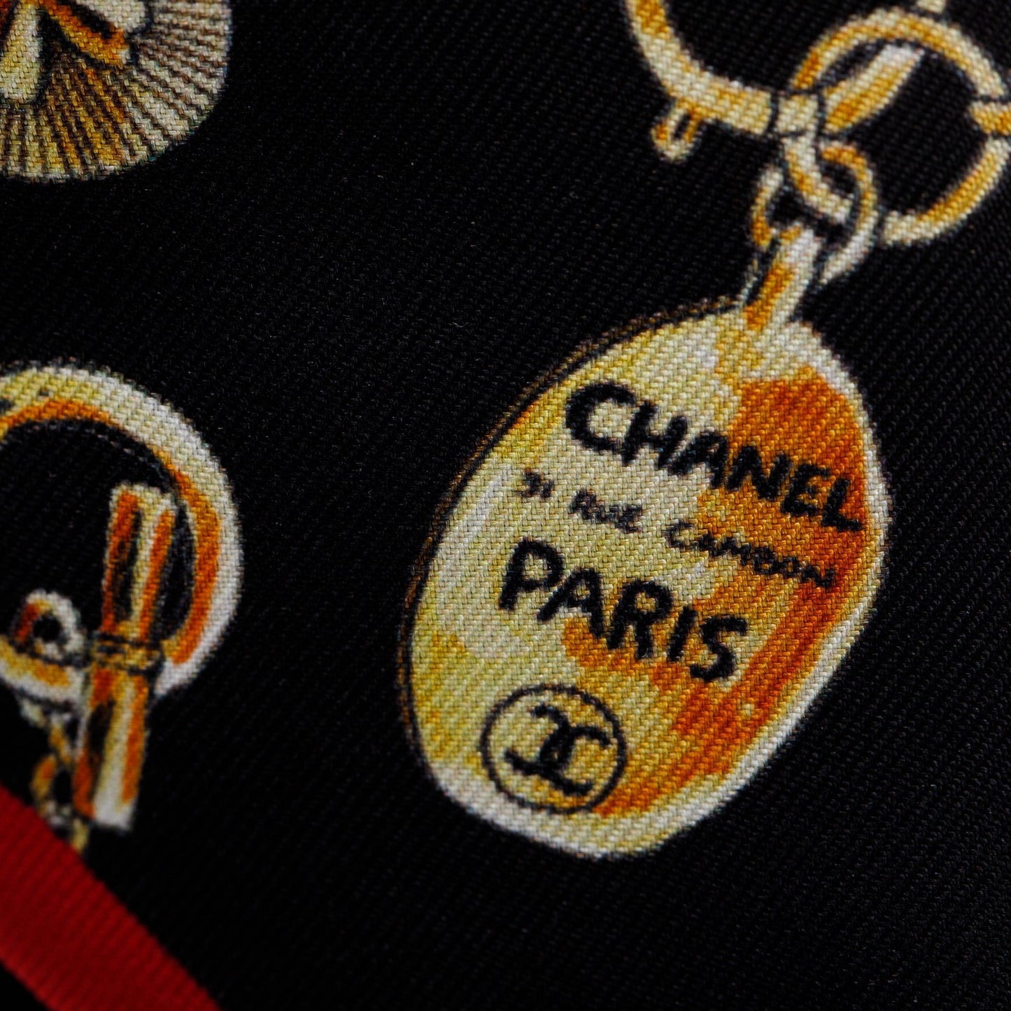 Chanel Printed CC Twill Silk Tie Black Travel Bag