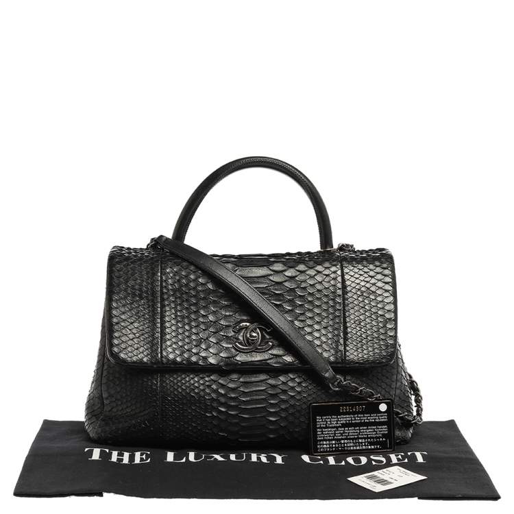 Chanel Python Coco Top Handle Black Handbag