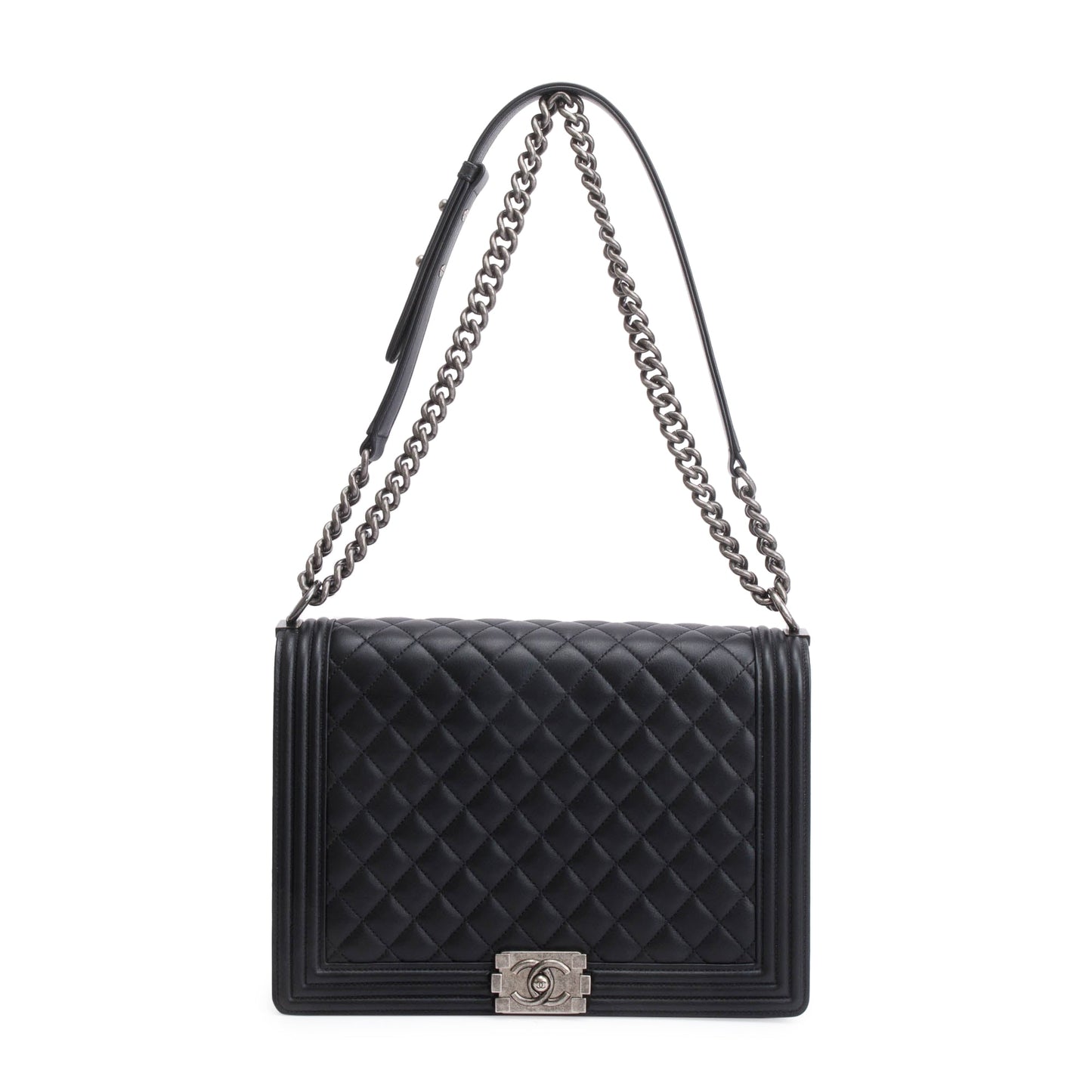 Chanel Quilted XL Boy Leather Calfskin Black Travel Bag
