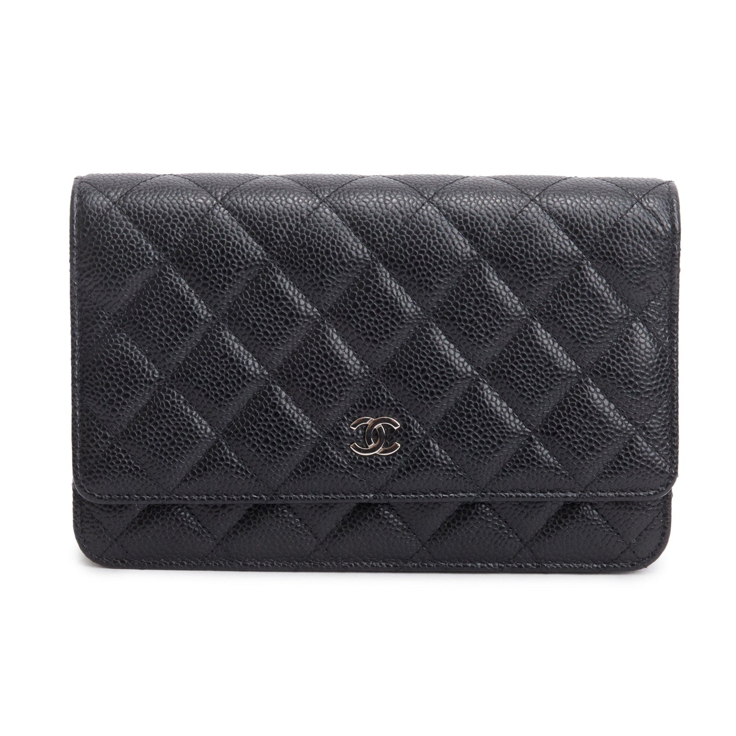 Chanel Quilted Caviar Classic on Leather Black Wallet Case 4