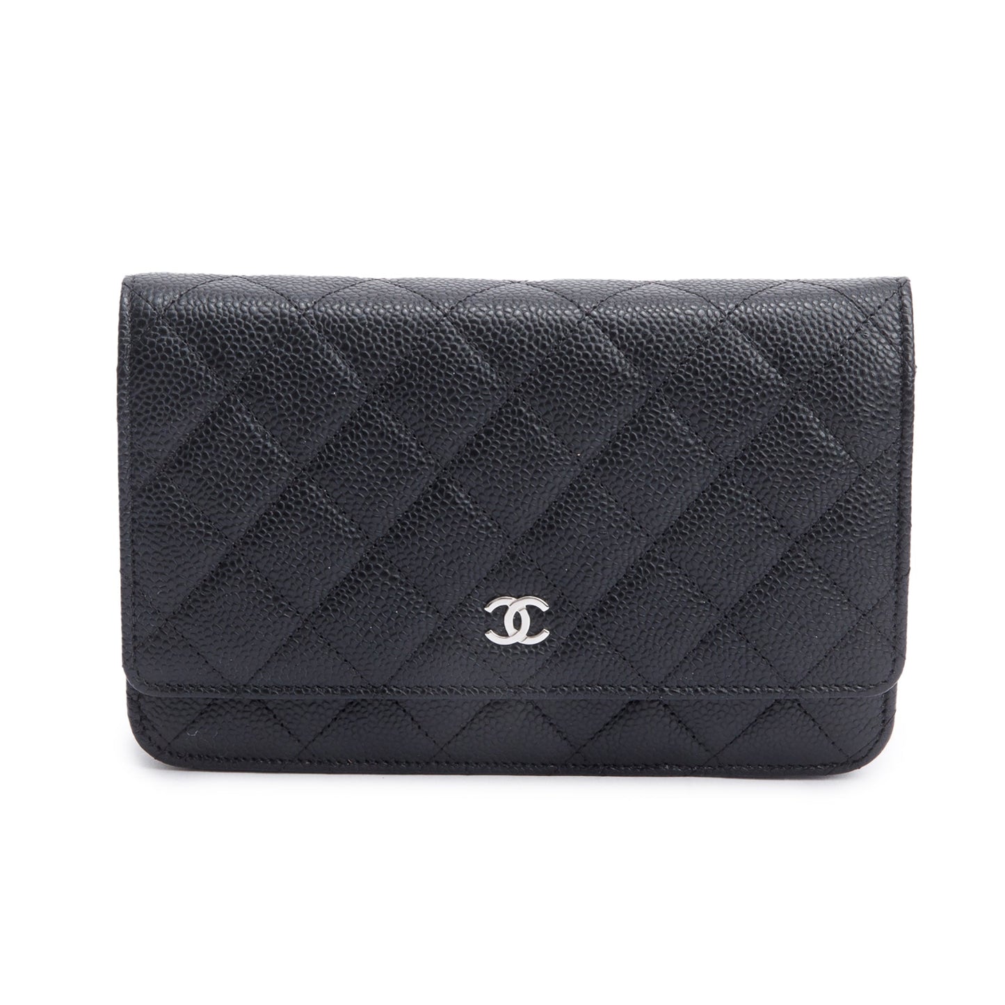 Chanel Quilted Caviar Classic on Leather Black Wallet Case 7