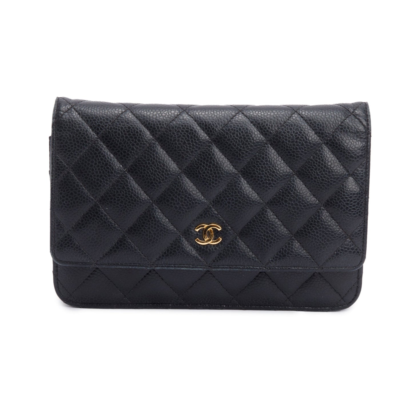 Chanel Quilted Caviar Classic on Leather Black Wallet Case 6