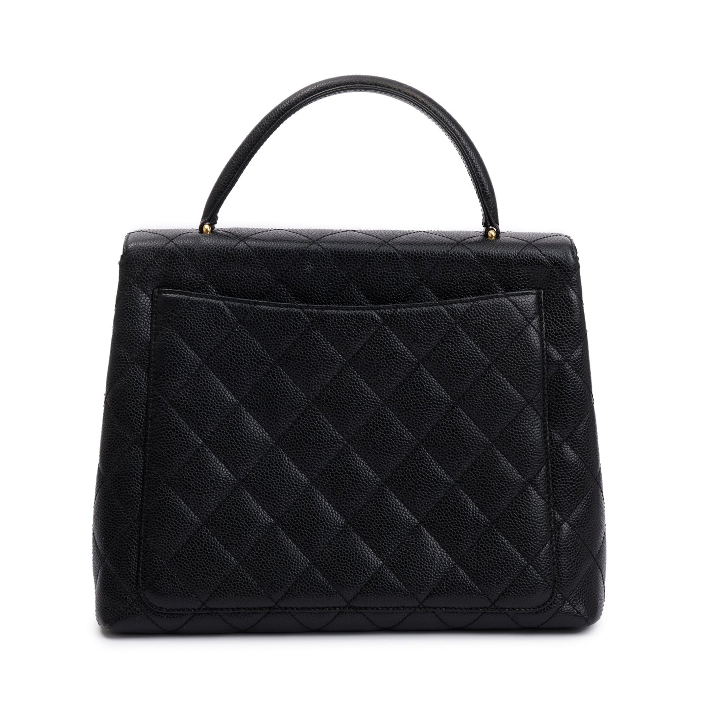 Chanel Quilted Caviar Jumbo Kelly Top Leather Black Travel Bag
