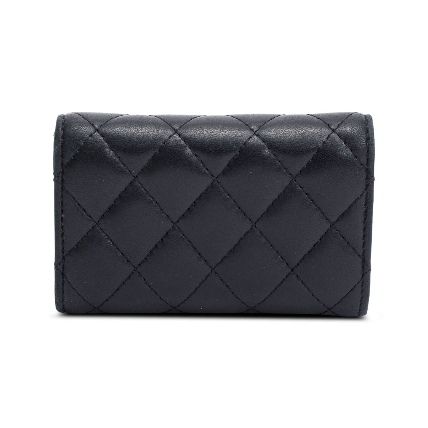 Chanel Quilted Classic Flap Card Holder Leather Lambskin Black Wallet Case Card Holder