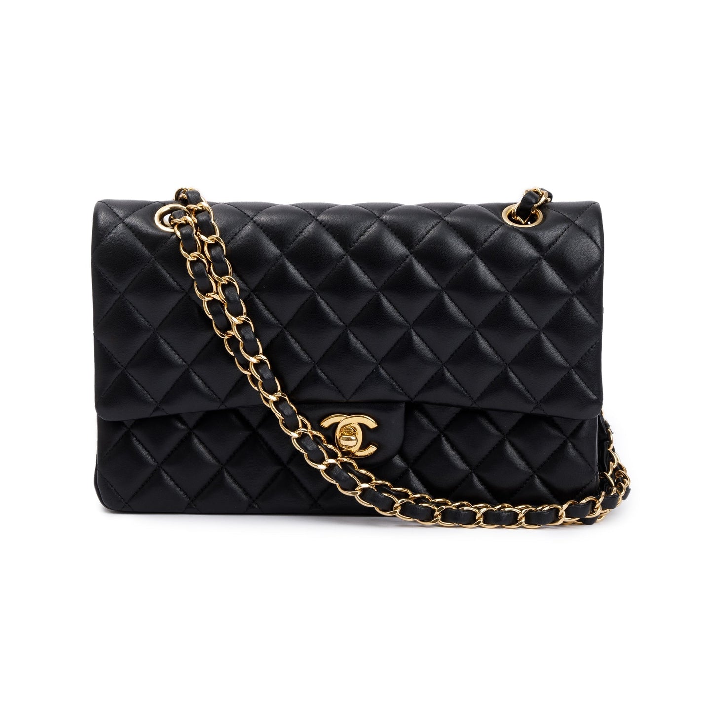 Chanel Quilted Classic Double Flap Leather Lambskin Black Travel Bag Flap Bag