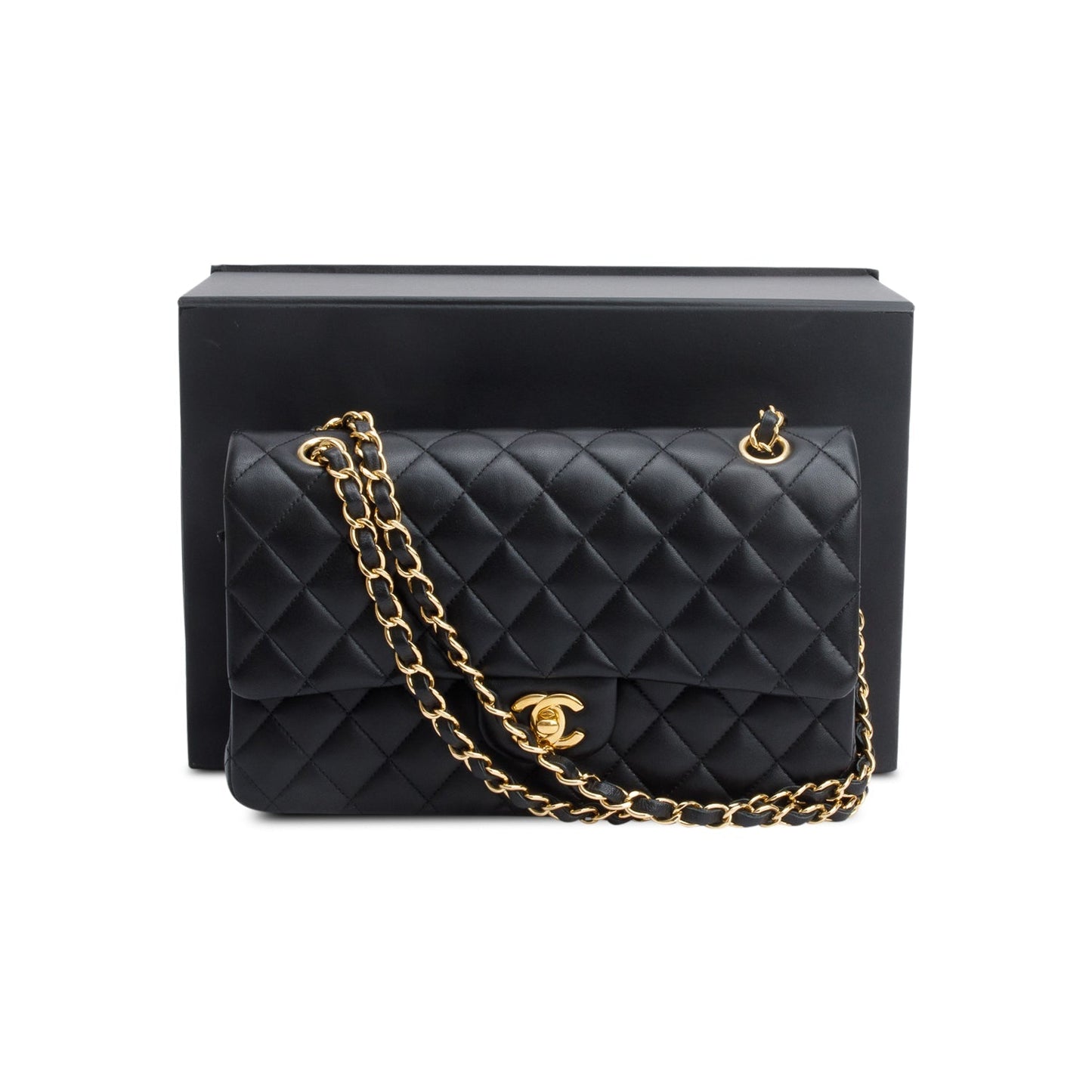 Chanel Quilted Classic Double Flap Leather Lambskin Black Travel Bag 4