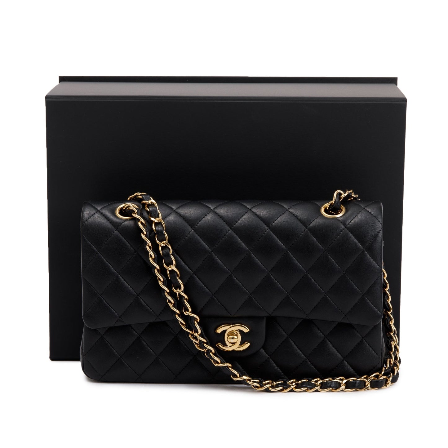 Chanel Quilted Classic Double Flap Leather Lambskin Black Travel Bag